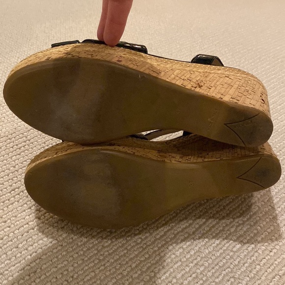 Prada Patent Leather Cork Wedge Sandals - Picture 5 of 10